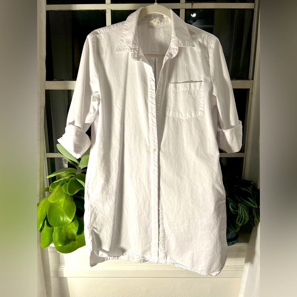 Long white button up dress